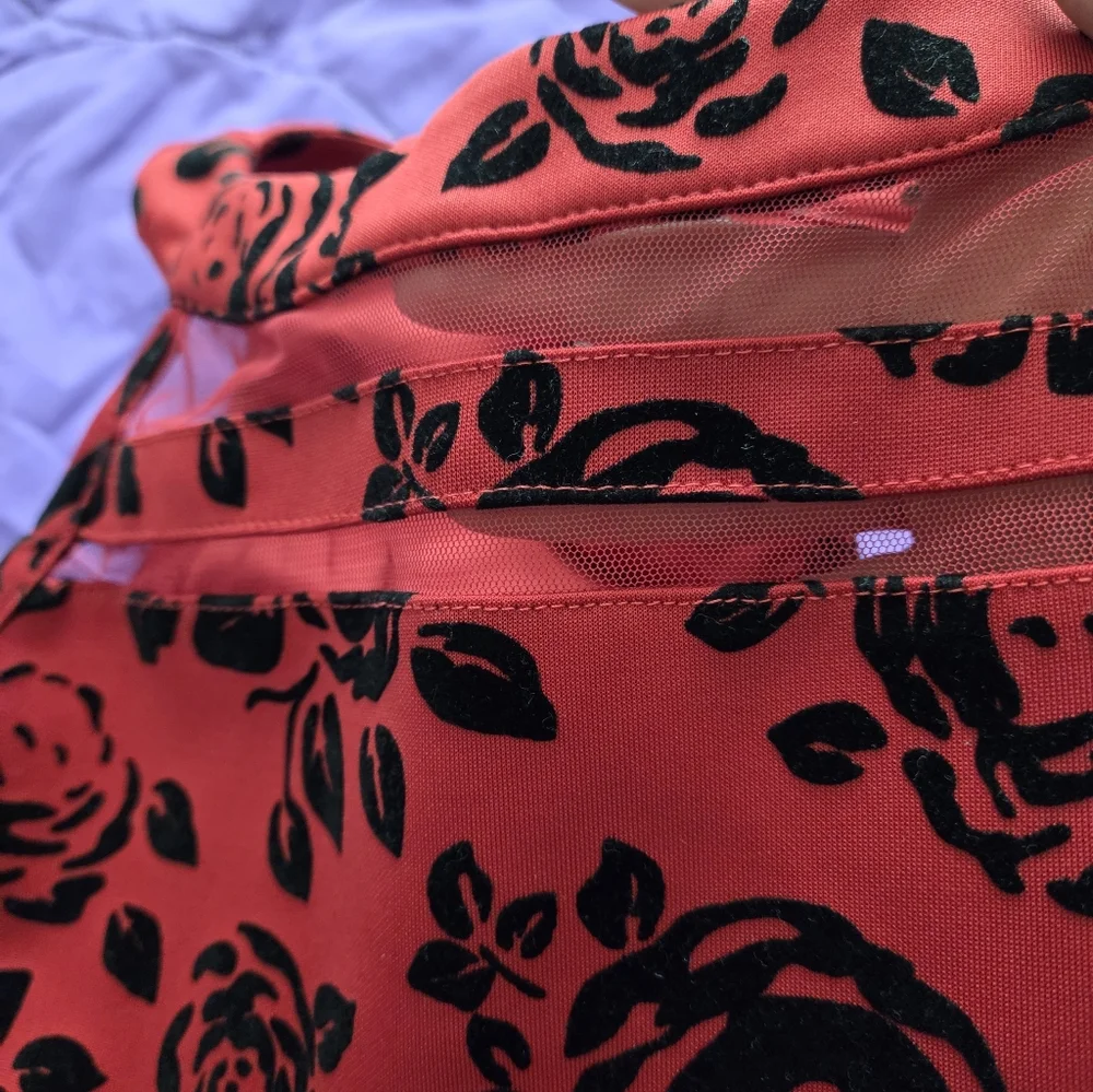 Bluebery Boulevard Red and Black Floral Kids Dress Sz 12